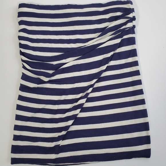 Cabi #789 Blaine 2 Way Navy Blue and White Stripe Tube Top or Mini Skirt - Picture 4 of 7